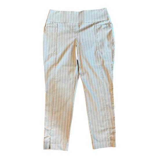 Apt. 9 Women Grey White Striped Trousers Slacks Size Medium Ankle Skinny NWT - Picture 1 of 7